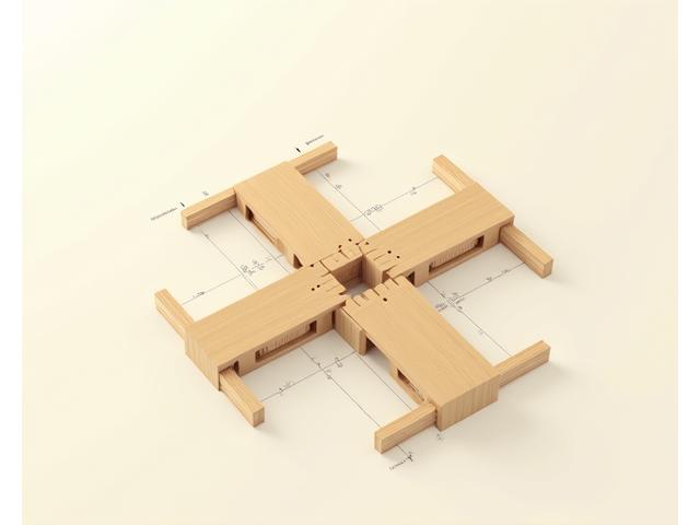 Detailed schematic illustration of a bamboo architectural joint with engineering specifications.
