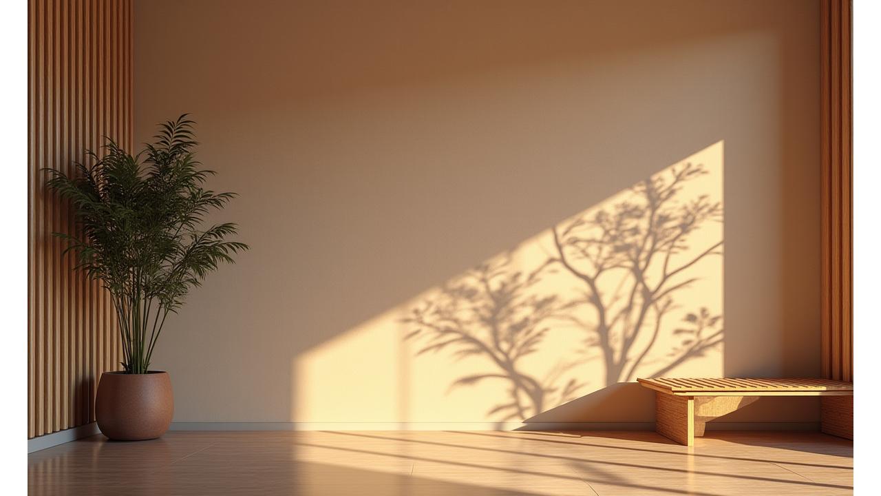 Interactive demonstration of bamboo lighting casting intricate shadow patterns on a wall, with controls for adjusting intensity and shadow effects.