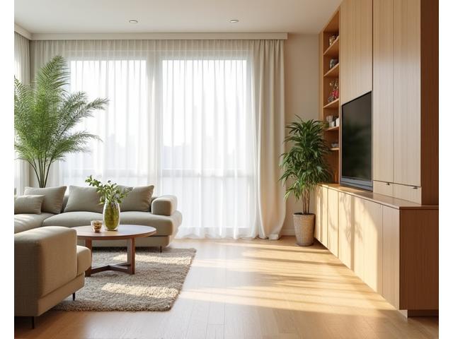 Serene residential interior in Beaverton with bamboo flooring and custom cabinetry, promoting a healthy home environment.