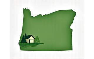 Map of Oregon highlighting green building initiatives, symbolizing local resources