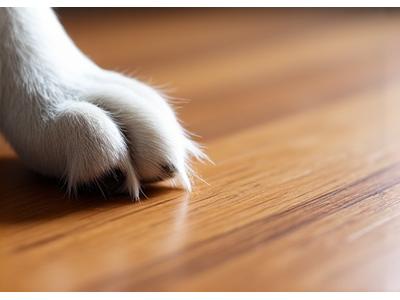 Close-up of bamboo flooring with visible scratch test marks, showing resilience