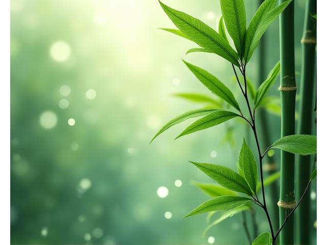 Abstract depiction of data flowing securely through bamboo leaves, symbolizing natural and protected information.