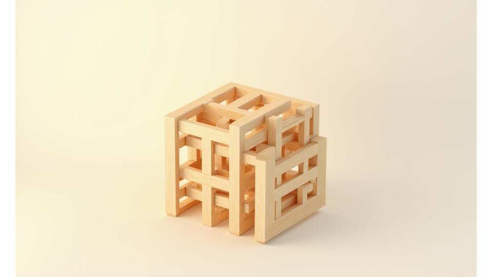 Abstract representation of interlocking bamboo structures symbolizing a strong agreement and partnership for design and material sourcing